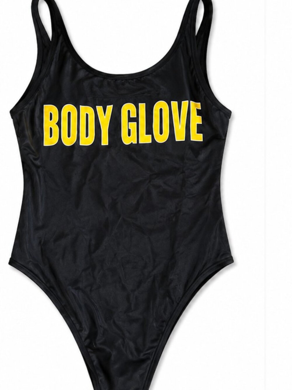 Body Glove One Piece Swimsuit Women's Large Black Yellow Logo NWOT Athletic Swim